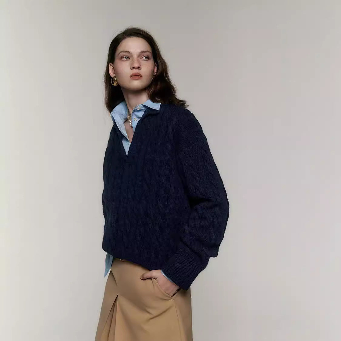 Pull à col polo style paresseux
