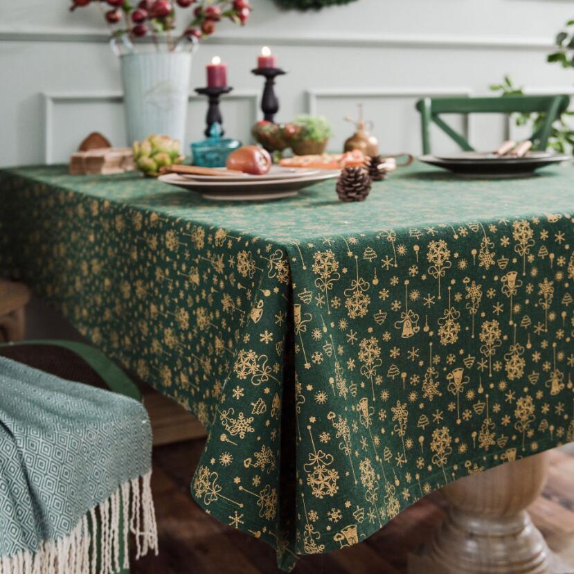 Nappe de Noël rouge dorée