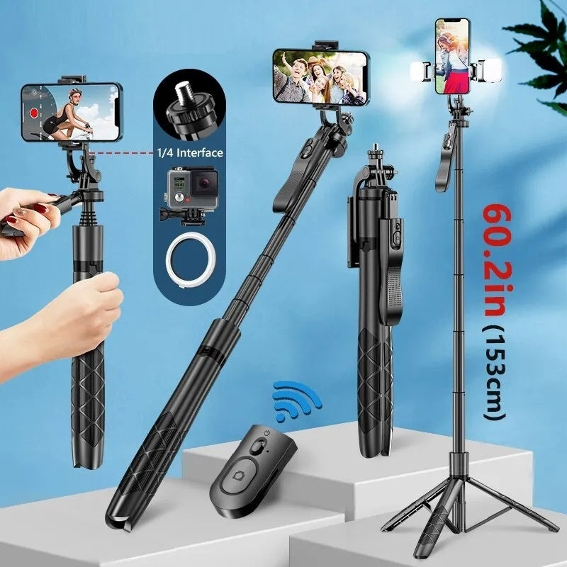 Perche à selfie stabilisatrice au sol télescopique