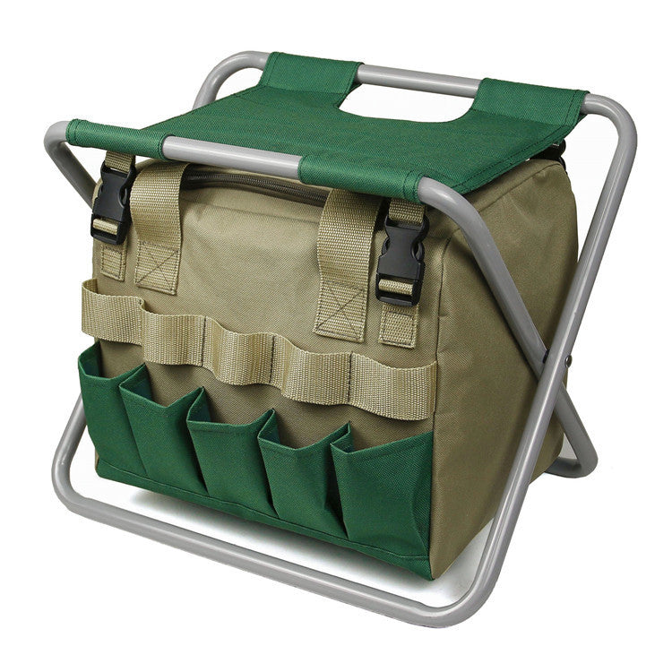 Tabouret de jardinage avec sac fourre-tout