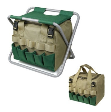 Tabouret de jardinage avec sac fourre-tout