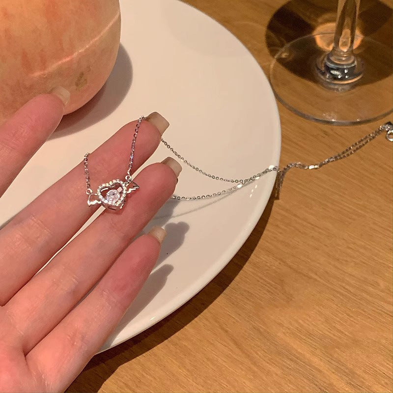 Collier en argent avec coeur d'ange pour femme