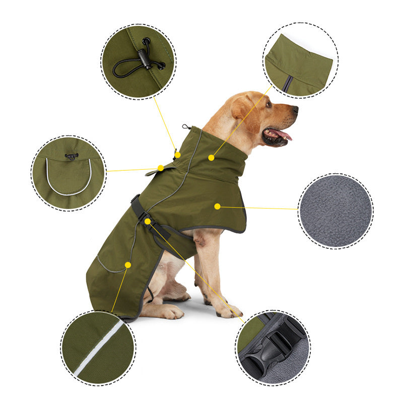 Wasserdichte Kleidung für mittelgroße und große Hunde