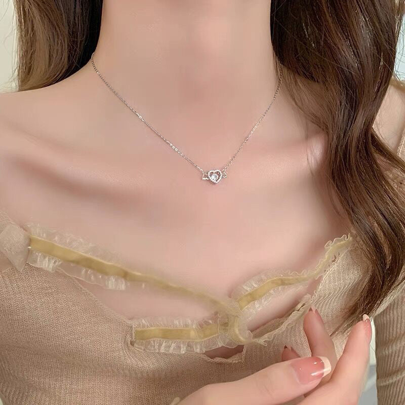 Collier en argent avec coeur d'ange pour femme