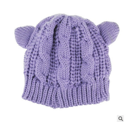 Bonnet tricoté avec oreilles de chat pour l'hiver