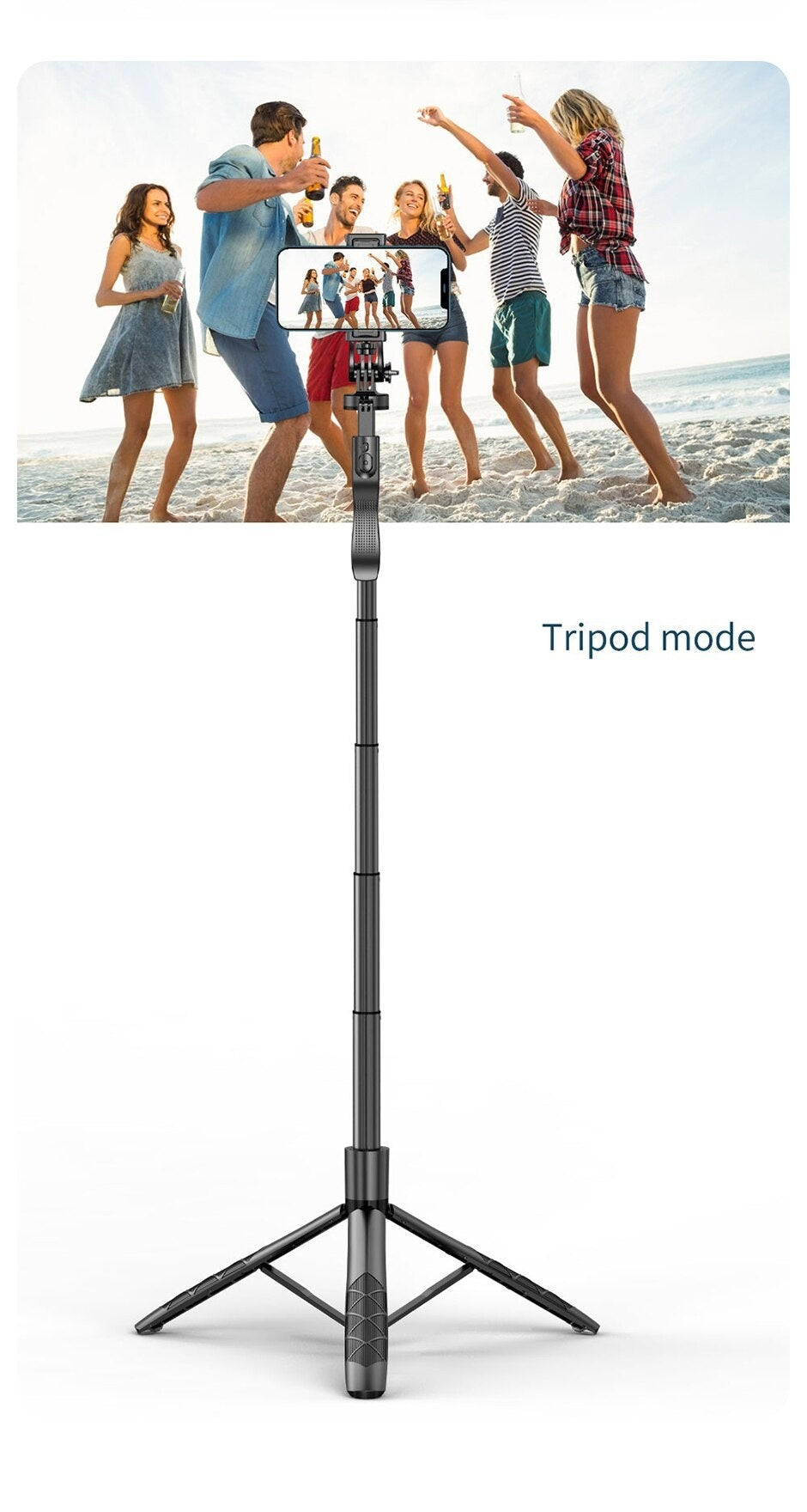 Perche à selfie stabilisatrice au sol télescopique