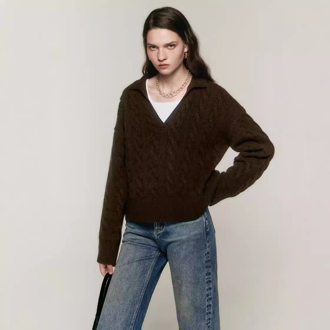 Pull à col polo style paresseux