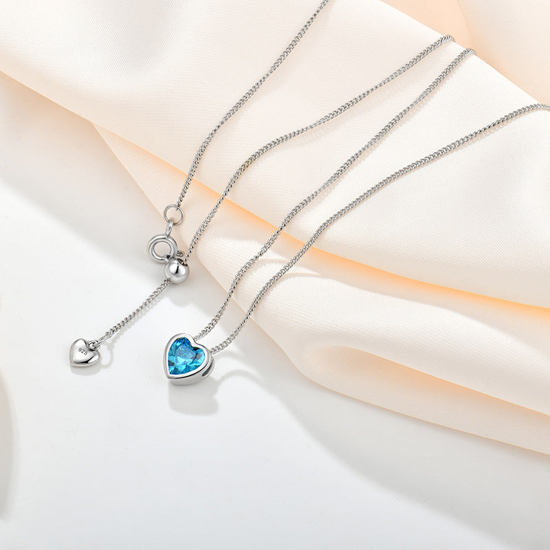 Collier en argent avec cœur océanique et zircon