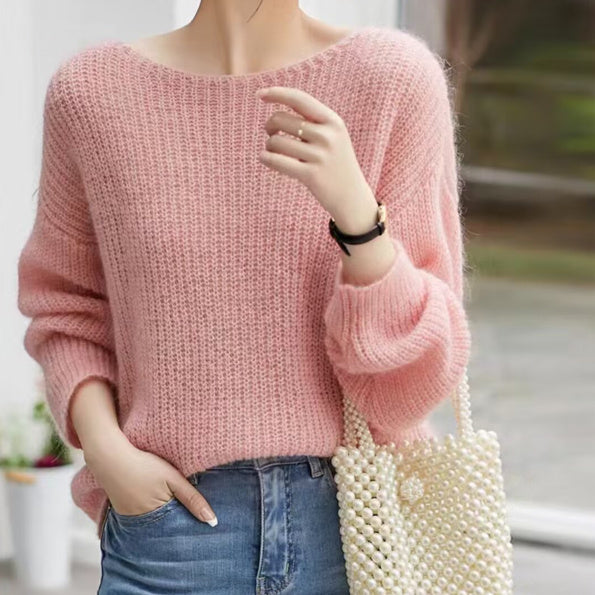 Haut en tricot ample et décontracté de style français