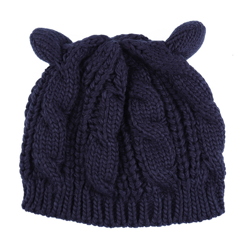 Bonnet tricoté avec oreilles de chat pour l'hiver