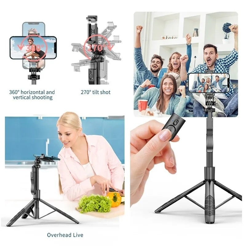 Perche à selfie stabilisatrice au sol télescopique