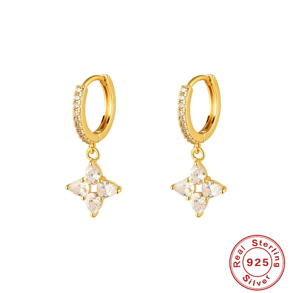 Boucles d'oreilles goutte d'eau en argent avec fleurs