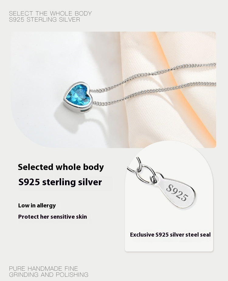 Collier en argent avec cœur océanique et zircon