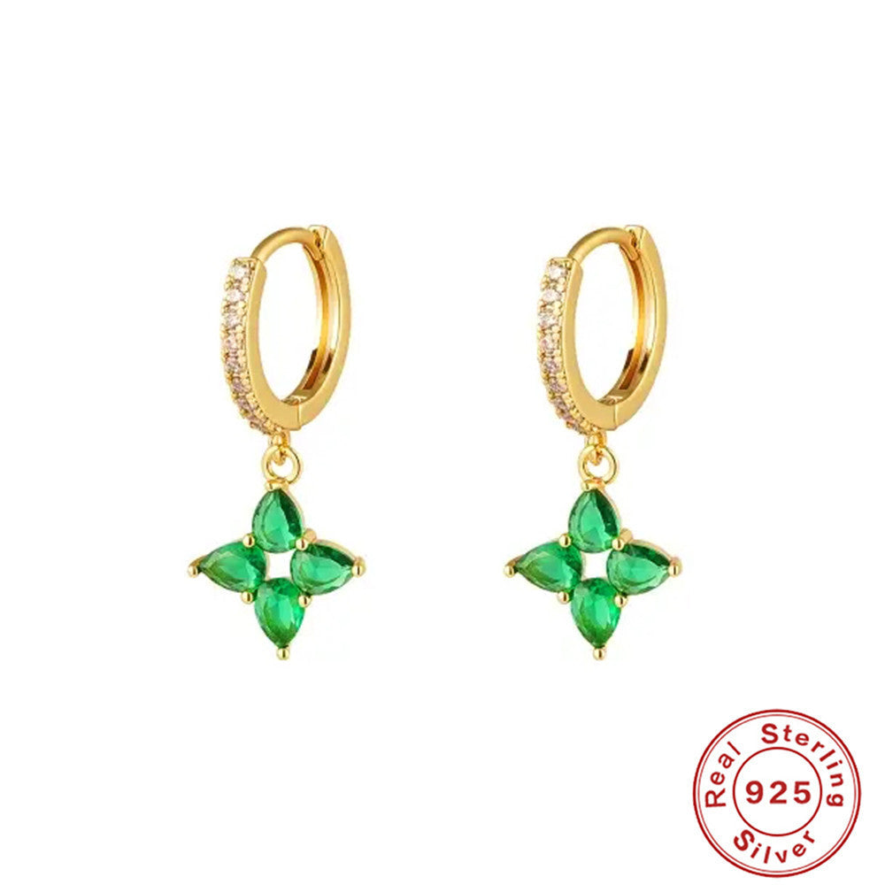 Boucles d'oreilles goutte d'eau en argent avec fleurs