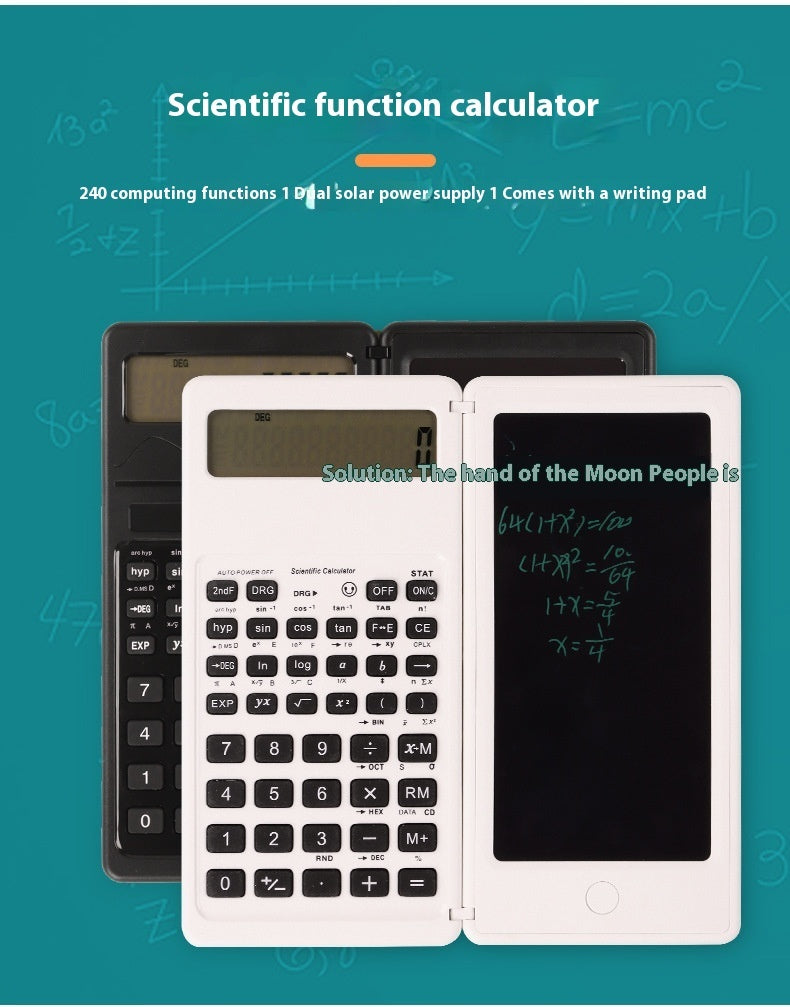 Calculatrice de fonctions scientifiques avec tableau d'écriture solaire