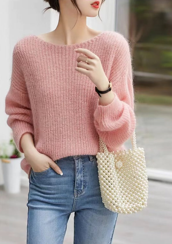 Haut en tricot ample et décontracté de style français