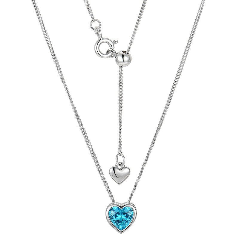 Collier en argent avec cœur océanique et zircon