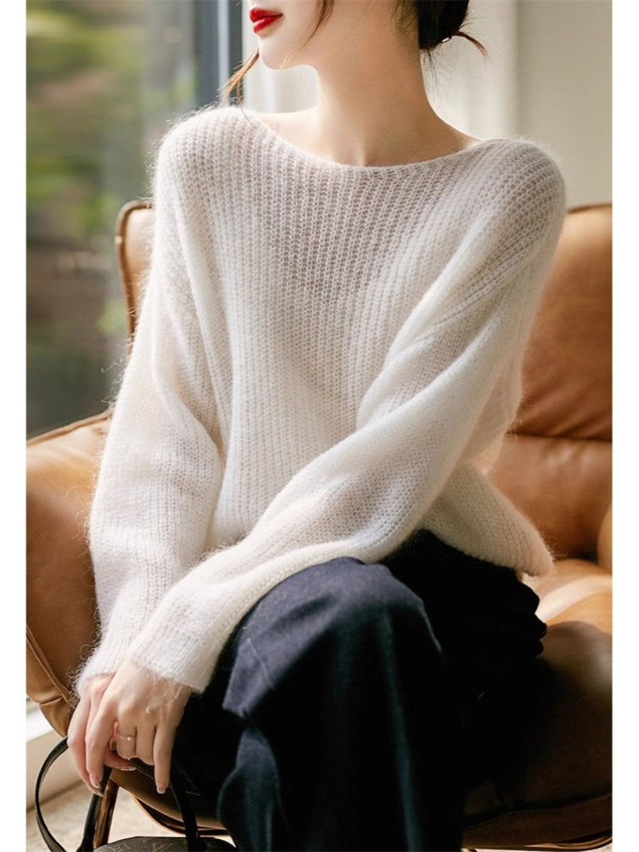 Haut en tricot ample et décontracté de style français