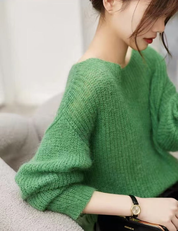 Haut en tricot ample et décontracté de style français