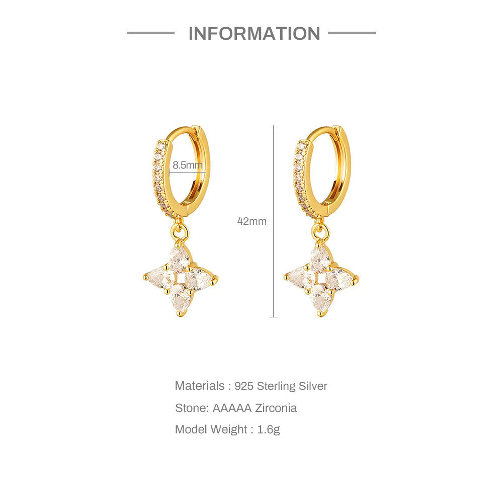 Boucles d'oreilles goutte d'eau en argent avec fleurs