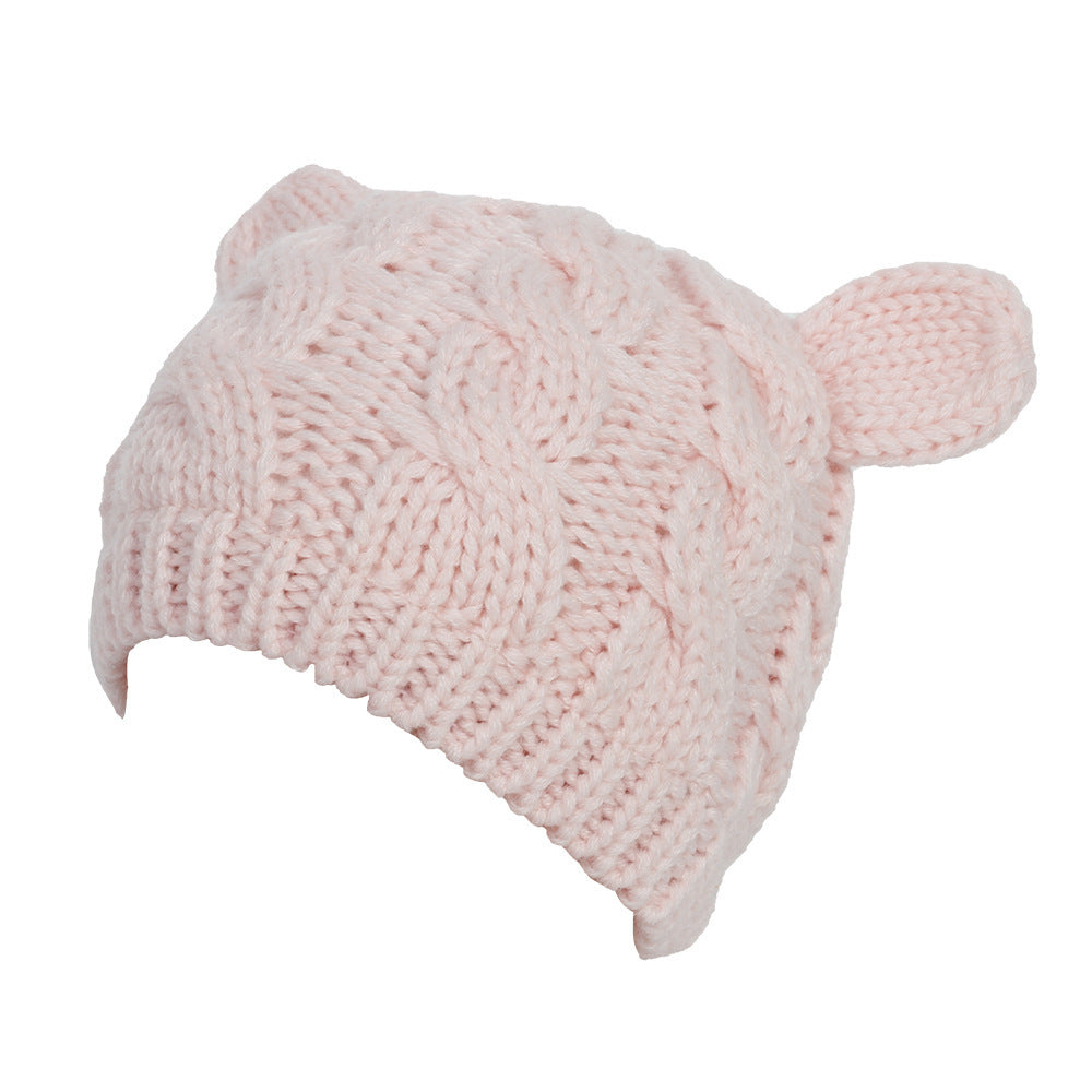 Bonnet tricoté avec oreilles de chat pour l'hiver