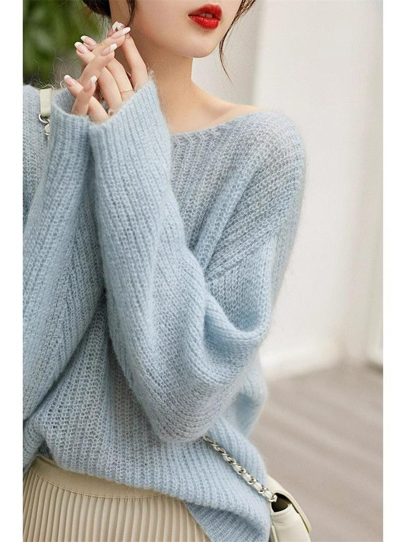 Haut en tricot ample et décontracté de style français