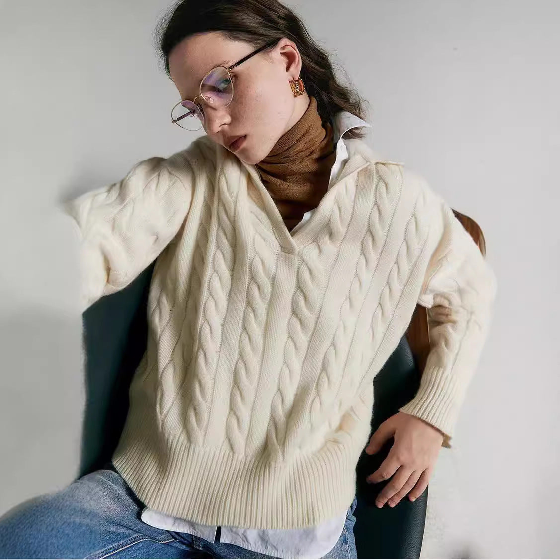 Pull à col polo style paresseux
