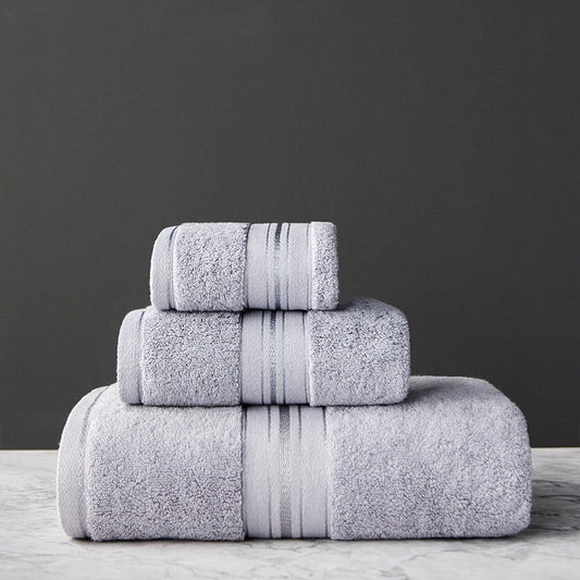 Pure Color Thick Cotton Bath Towel Set