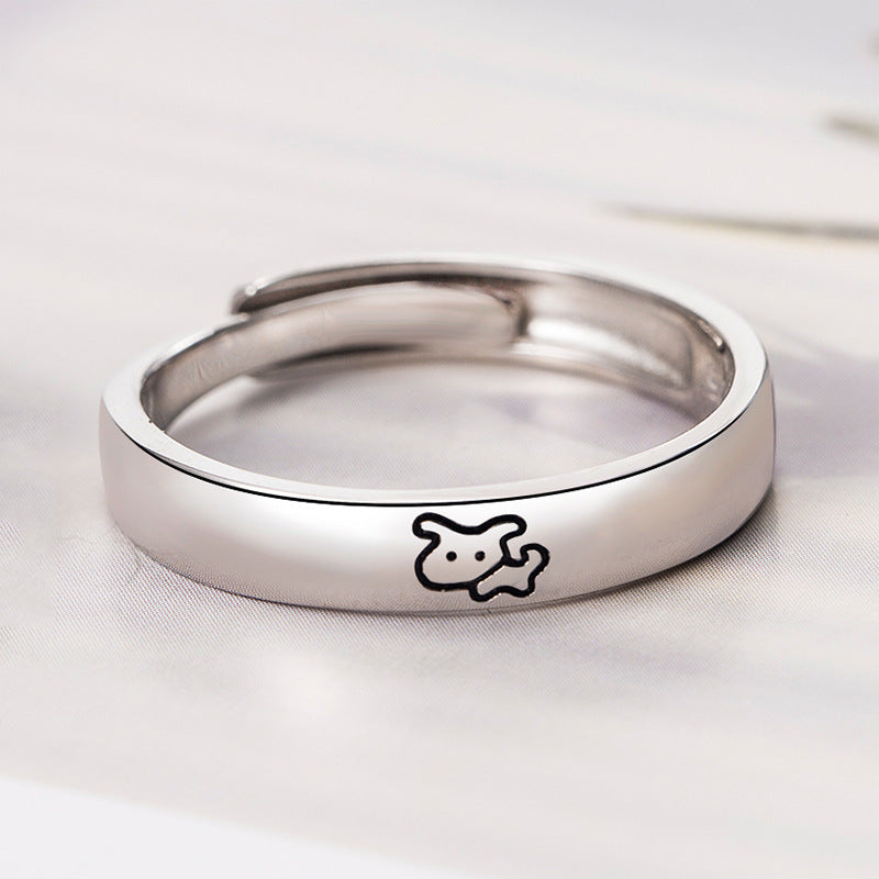 Silver Love Couple Ring Simple Bracelet