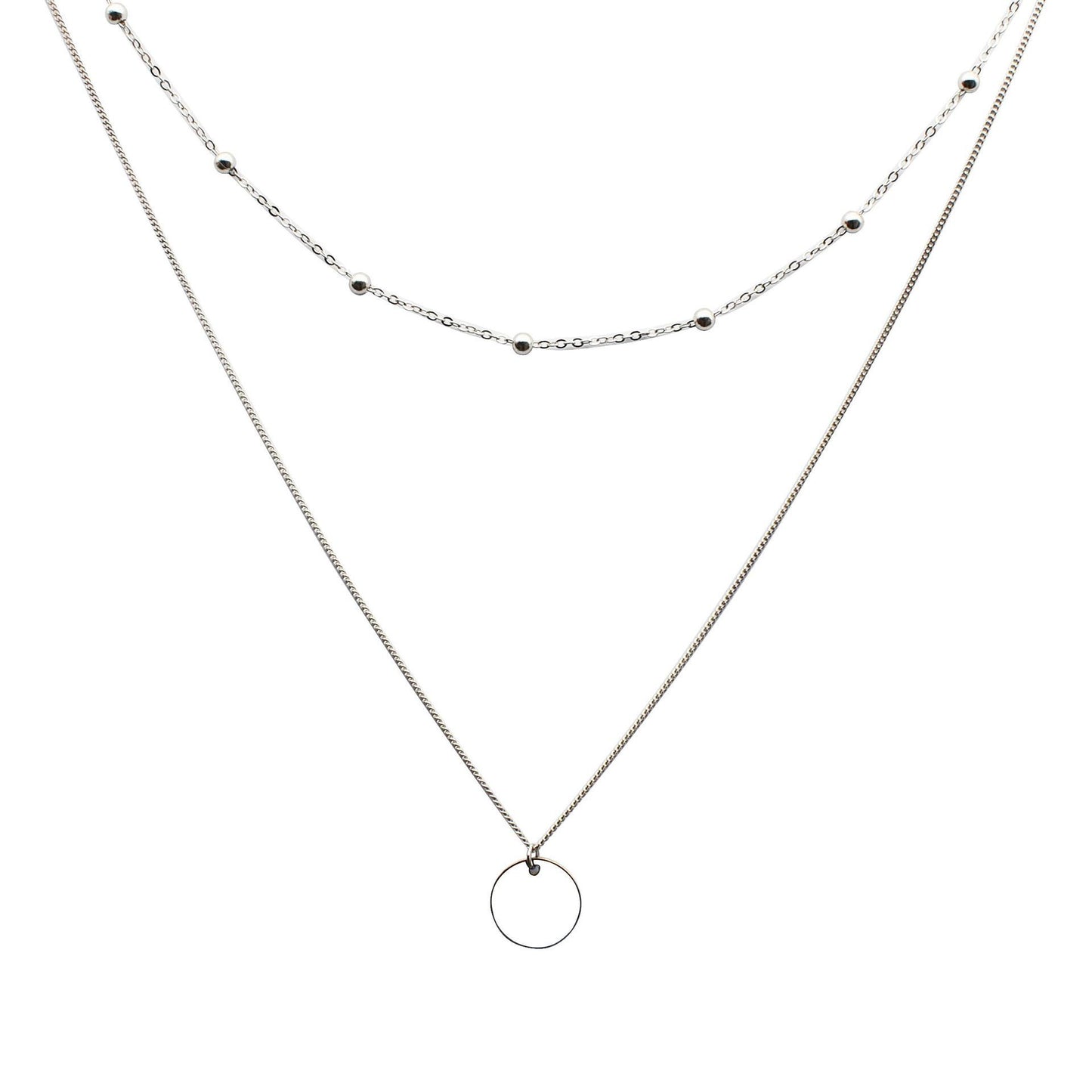 Collier ras du cou en argent avec perles rondes