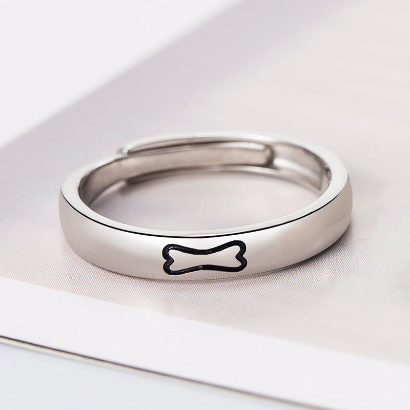 Silver Love Couple Ring Simple Bracelet