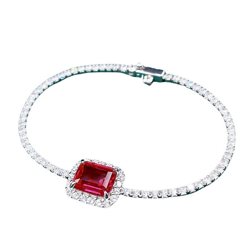 Silver Synthetic Emerald Bracelet