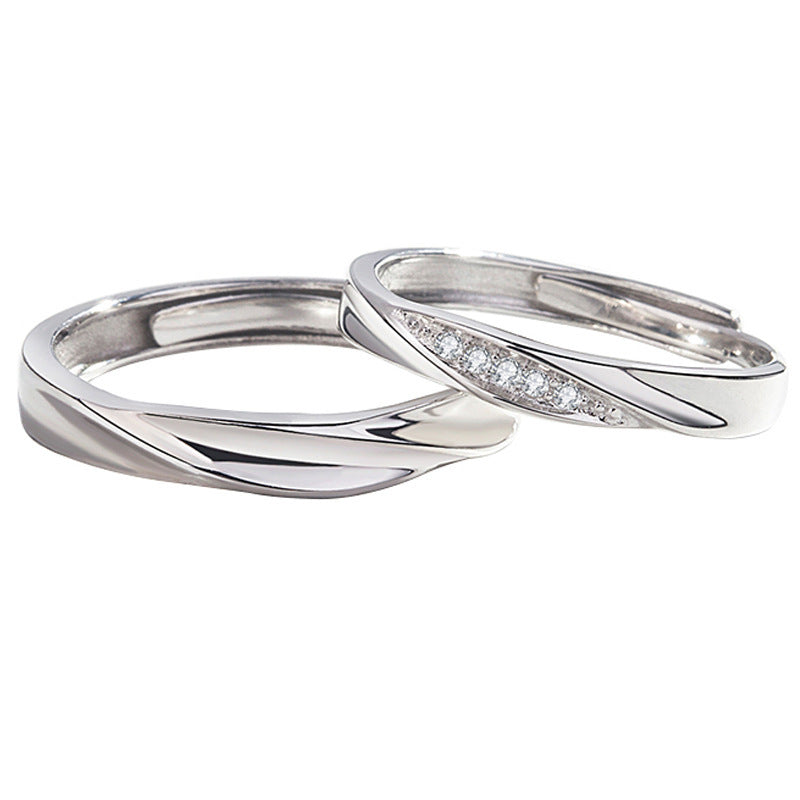 Silver Love Couple Ring Simple Bracelet